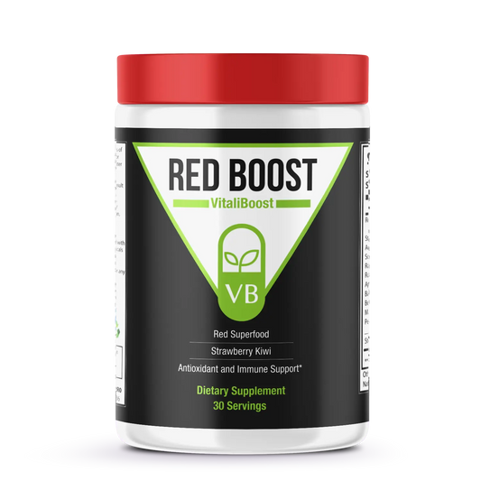 Red Boost provides a daily dose of farm fresh greens and wholesome fruits and veggies with nutrient-rich superfoods. Supports Digestive Health. Provides Natural Energy and Immune System Support